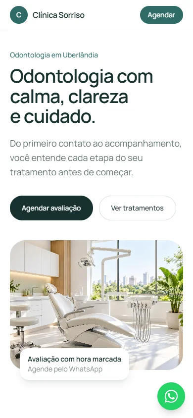 Modelo de consultório odontológico no celular